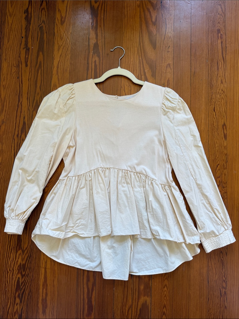 English Factory Cream Peplum Long-Sleeve Top